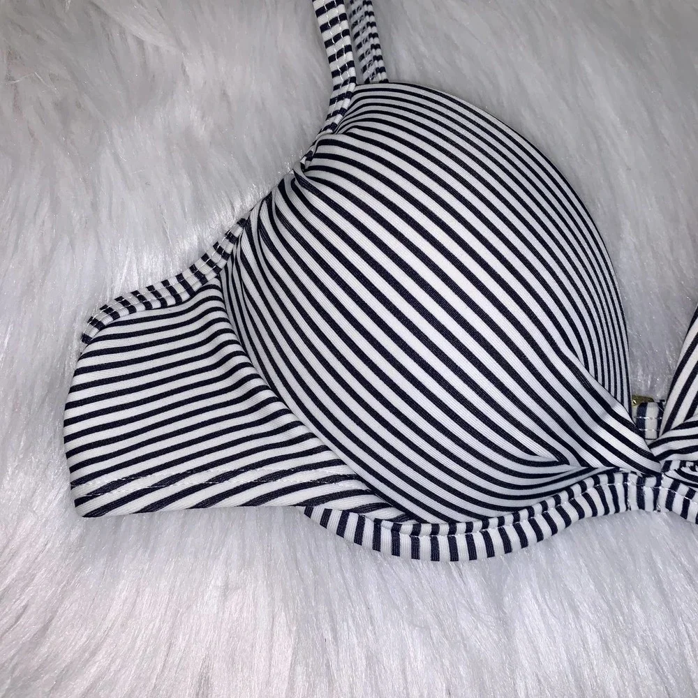 Xhilaration Black and White Striped Push-Up Bikini Top XS